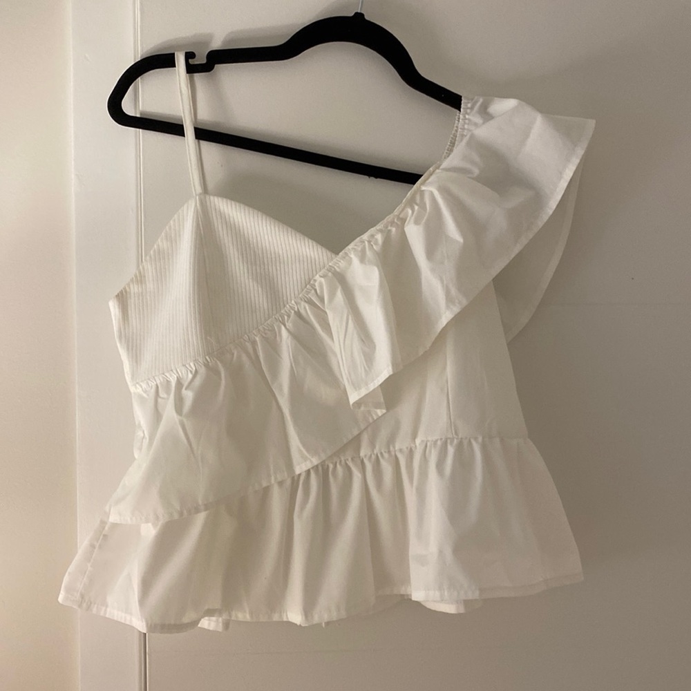 Asymmetrical ruffled top